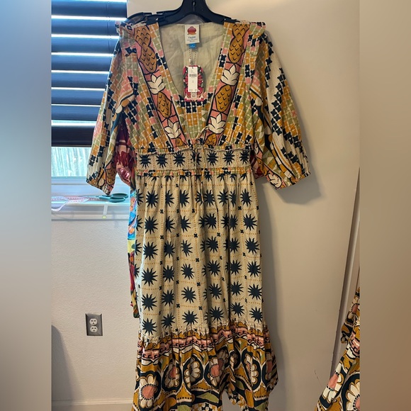 Farm Rio Natural Tropical Sunshine V-neck Maxi Dress 3X - Picture 14 of 16